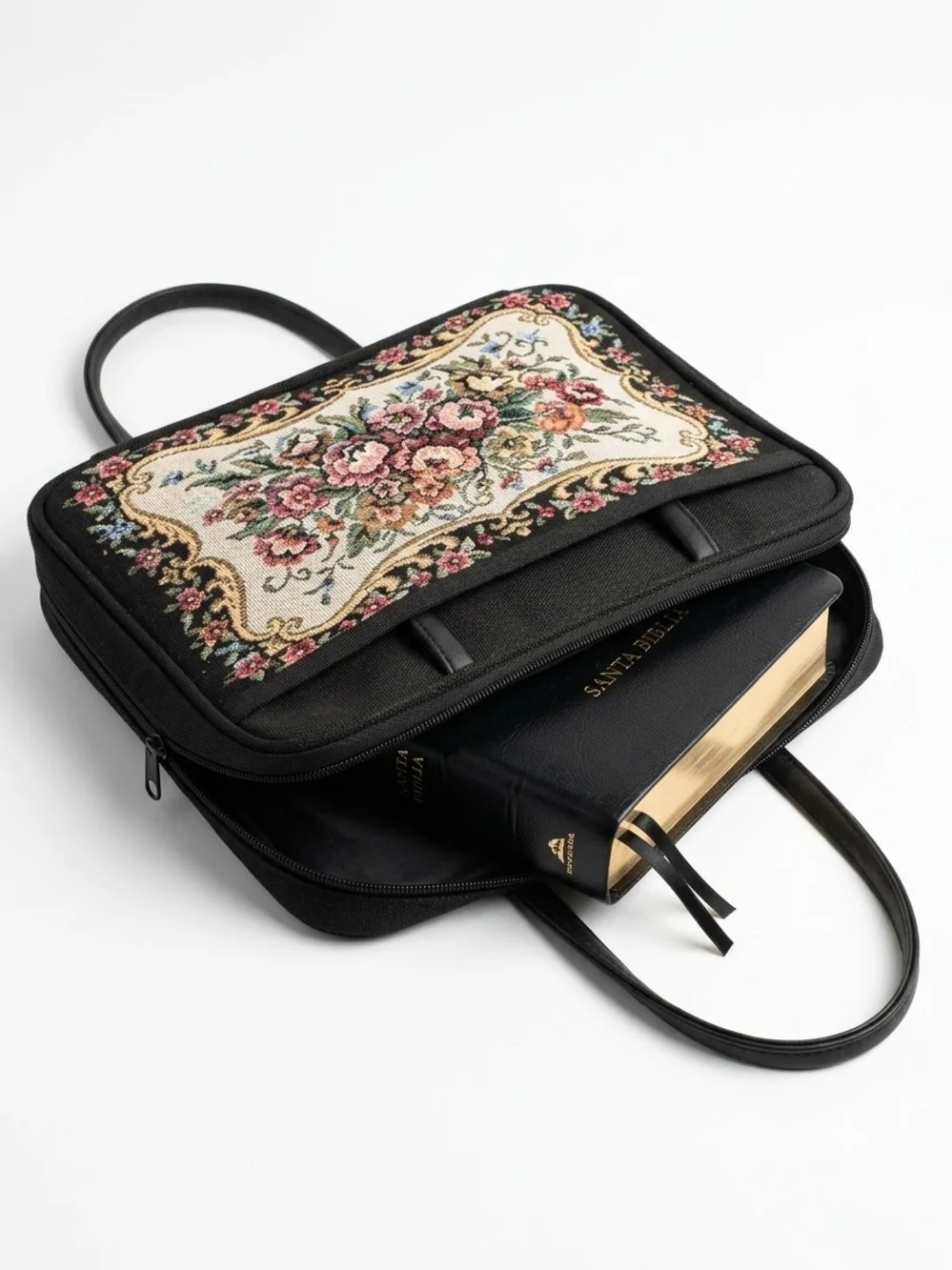 Vintage Floral Tapestry Bible / Book Carrying Case Tote